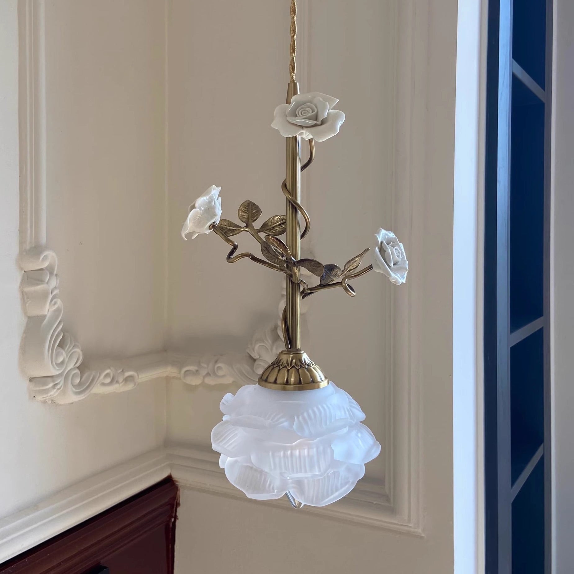 Lalique roze glazen hanglamp HL3227