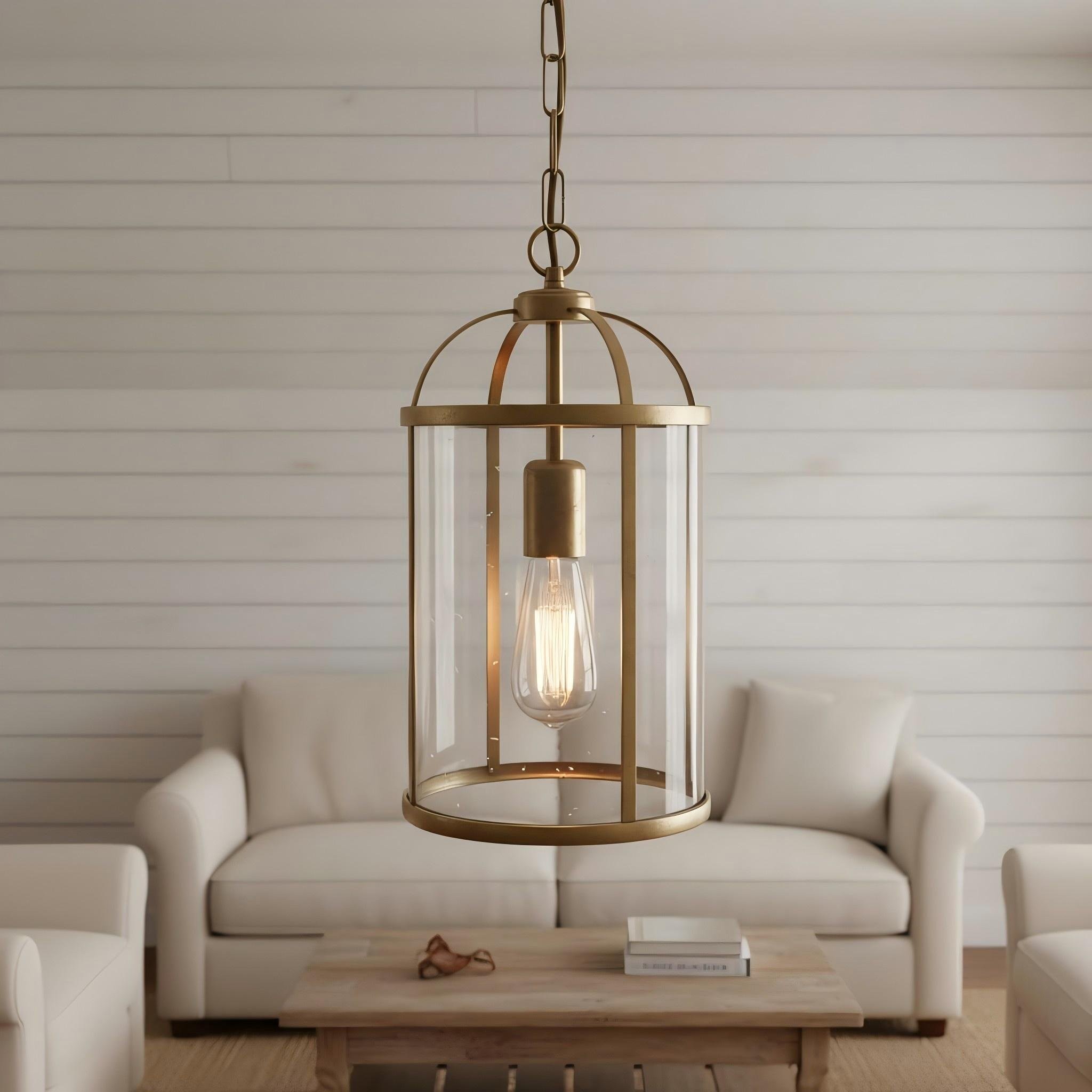 Luxvana klokvormige glazen hanglamp - Industriële metalen lantaarnvormige armatuur voor de keuken HL2060