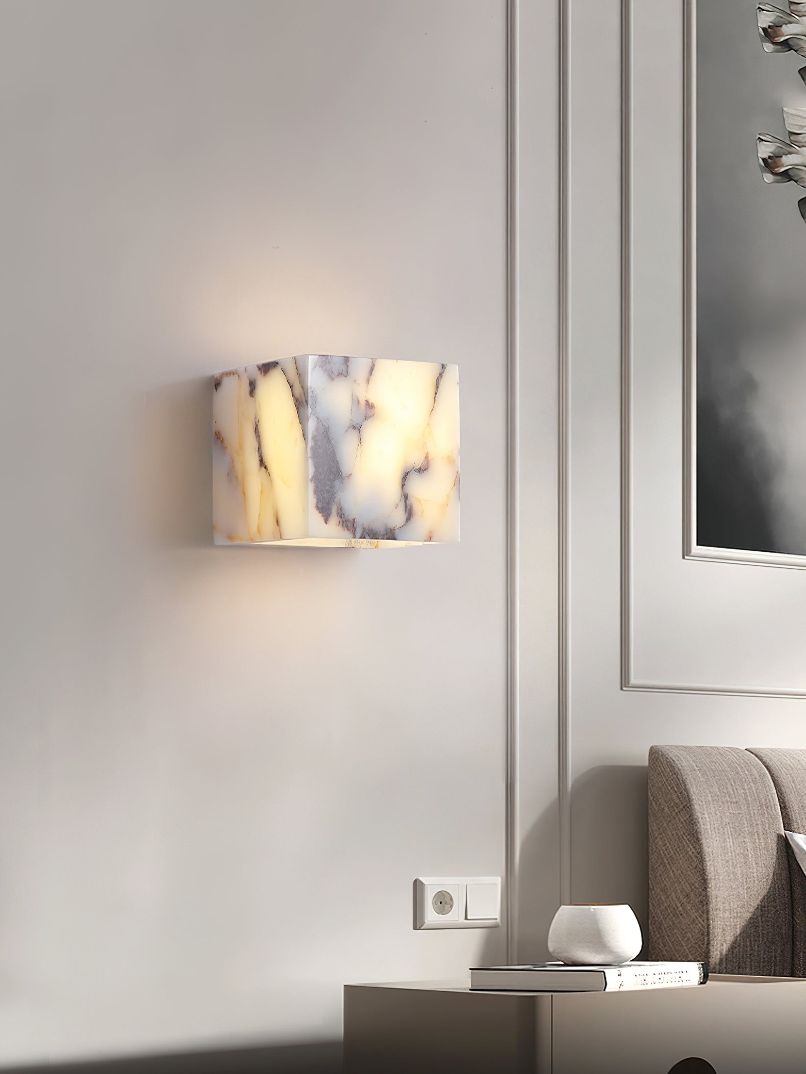 Vierkante marmeren wandlamp HL3178