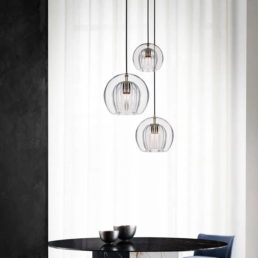 Moderne geplooide glazen hanglamp HL954