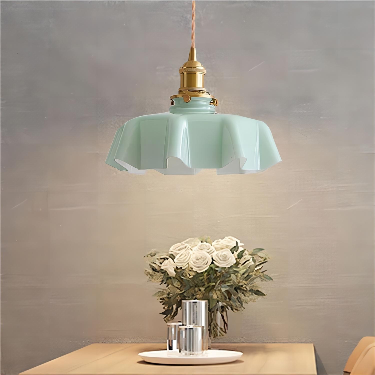 Retro Glazen Bloem Crème Hanglamp HL183