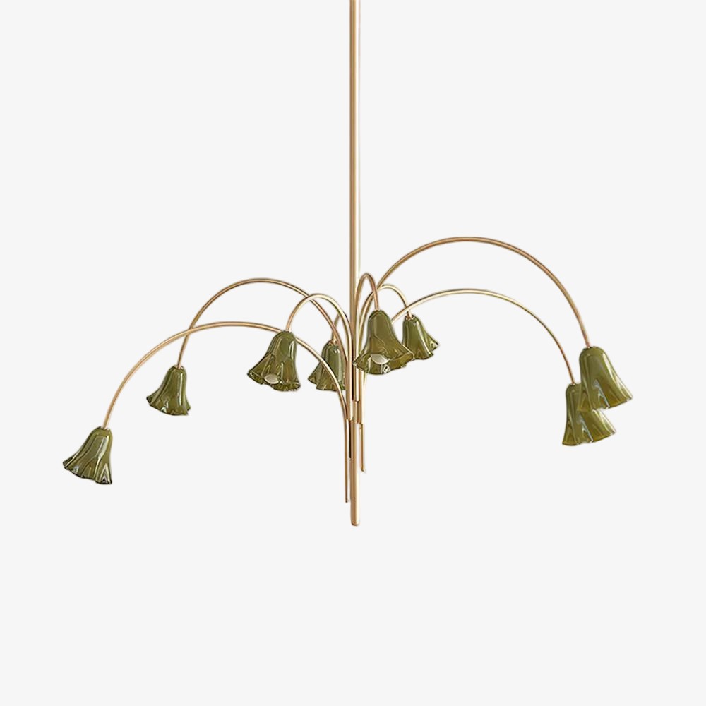 Bellina moderne romantische kroonluchter - botanisch lelie-ontwerp met glazen bloemen HL1642