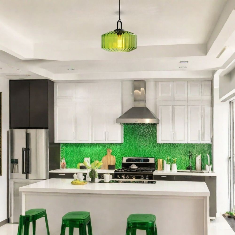Hanglamp Met Geribbelde Glazen Pot - Modern Keukeneilandgebruik HL1043