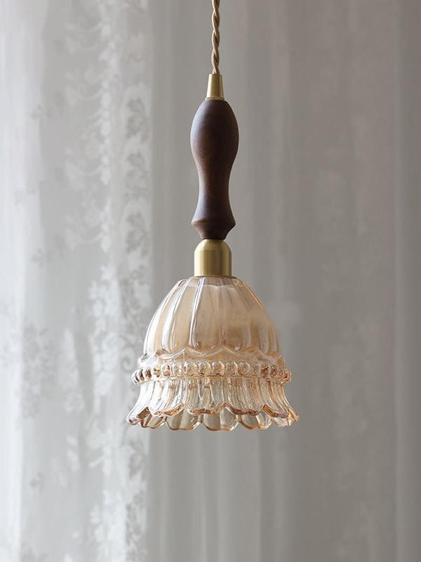Franse pastorale kwallen glazen hanglamp HL935