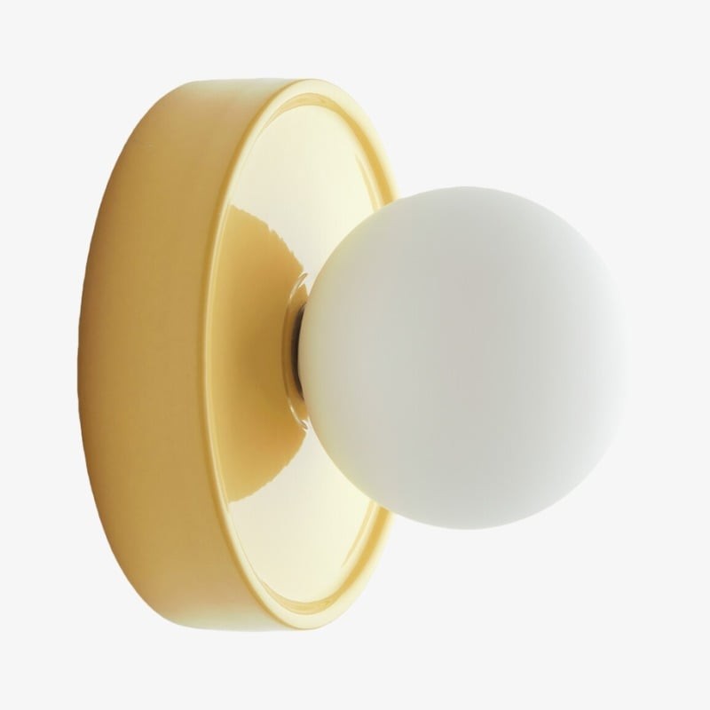 Solna ronde glazen wandlamp met keramische voet - minimalistische verlichting voor slaapkamer of hal HL1932