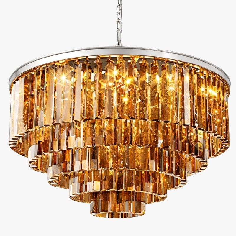 Aurevon Crystal Prism Modern Plafondkroonluchter met Metalen Frame voor Thuis en Hotel HL2298