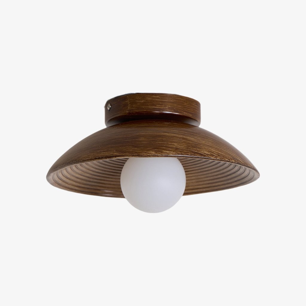 Ovalune plafondlamp met organische textuur, sculpturaal ontwerp, vlakke montage - moderne stijl voor de woonkamer HL2323