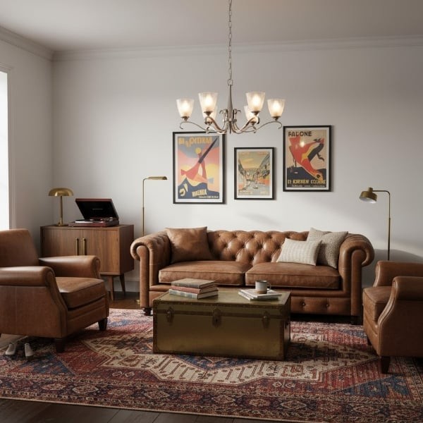 Lunetal kroonluchter met meerdere lampen, kristallen accenten en messing afwerking - moderne luxe voor eetkamer en woonkamer