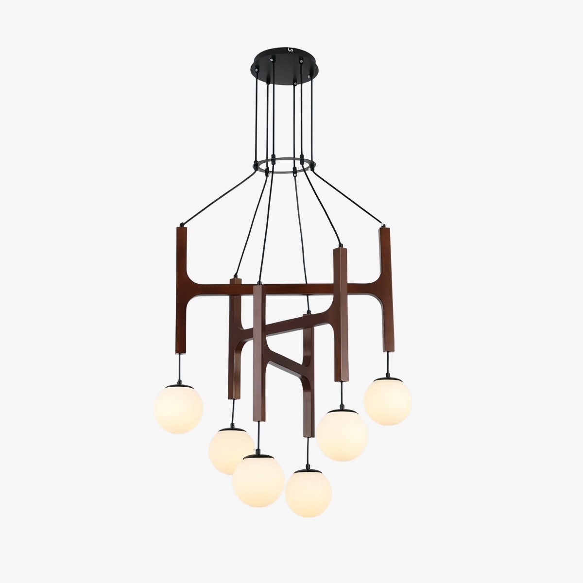 Auralith houten kroonluchter met meerdere armen - moderne, natuurlijke verlichting voor woon- en eetkamer HL2494