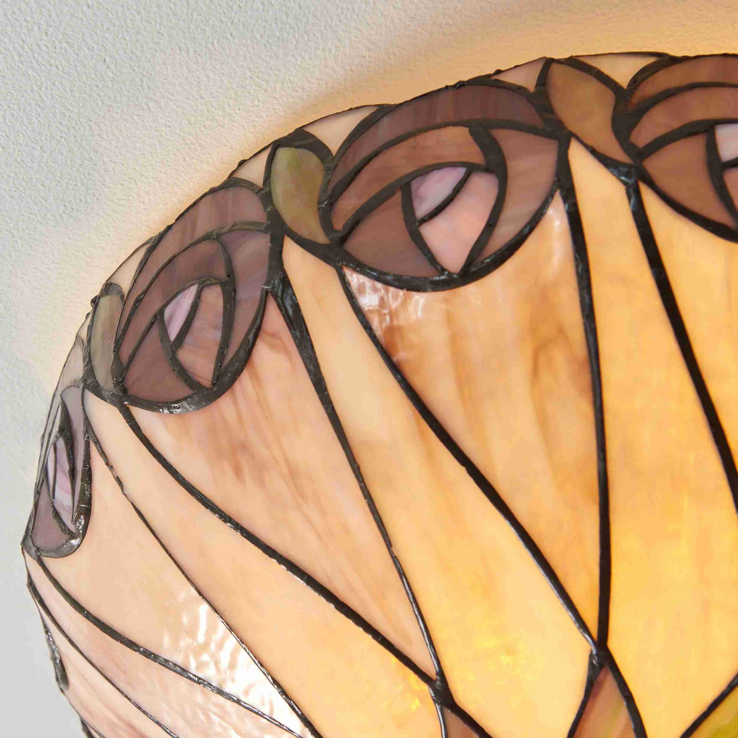 TF Hutchinson Tiffany Plafondlamp - Elegante vintage glazen lamp met bloemenmotief voor eetkamer of gang HL2251