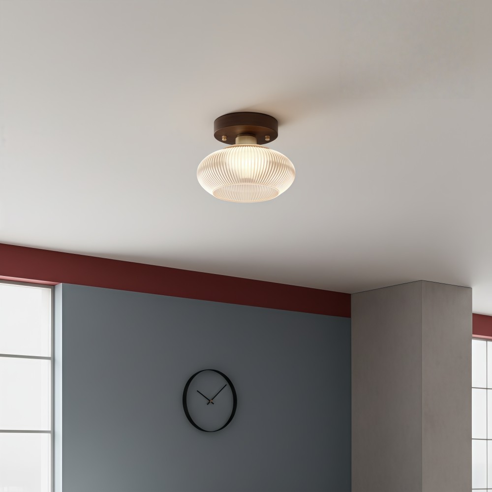 Soliro moderne glazen koepelplafondlamp met strakke, minimalistische vorm voor keukens en woonkamers HL2428