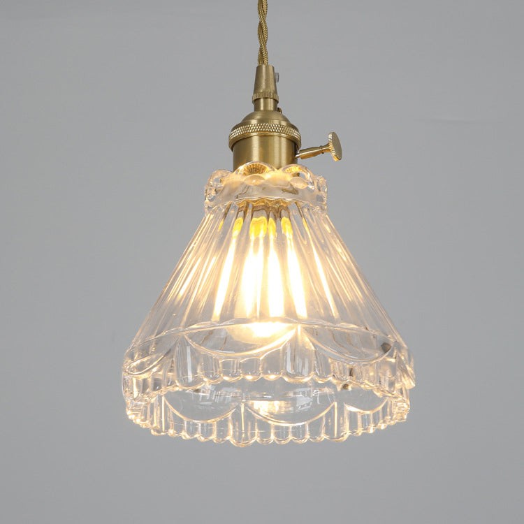 Traditionele Japanse messing walnoot glazen keramische cilinder conische bloemkom hanglamp HL1404