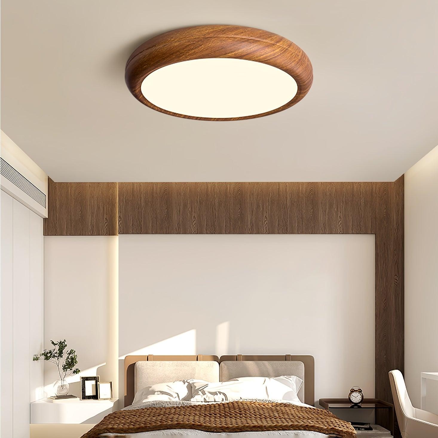 Ronde plafondlamp met houtnerf HL825