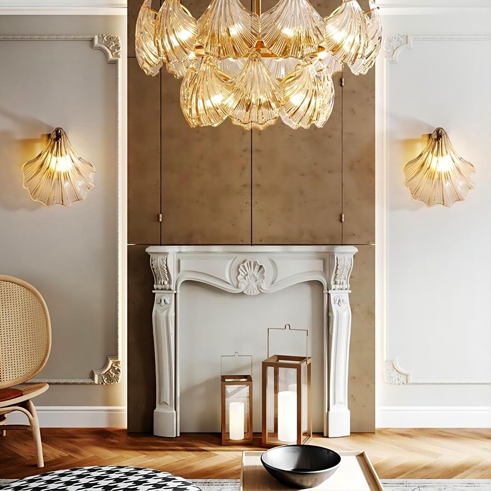 Moderne glazen design wandlamp in schelpvorm HL61