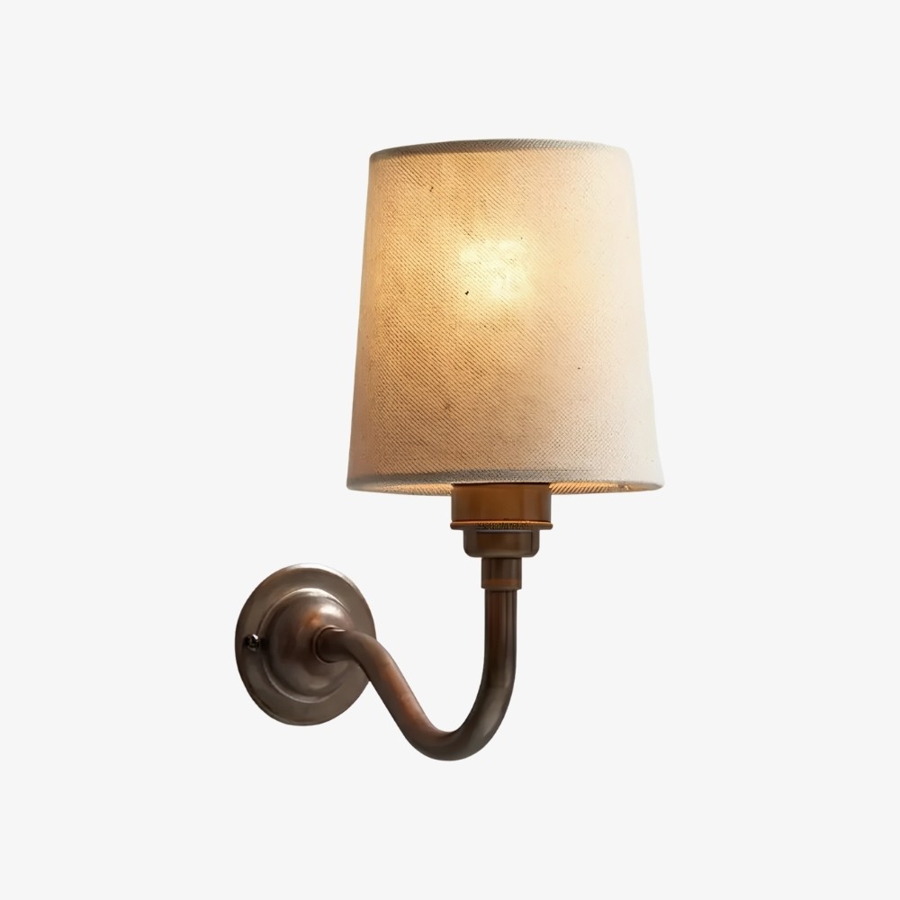 Vintage Cottaloy wandlamp met gebogen arm en stoffen bekleding voor de woonkamer of slaapkamer HL3579