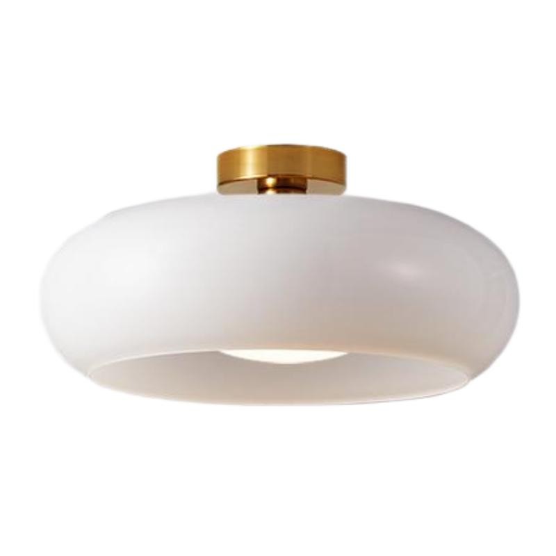 Retro messing schijf Bauhaus glazen plafondlamp HL167