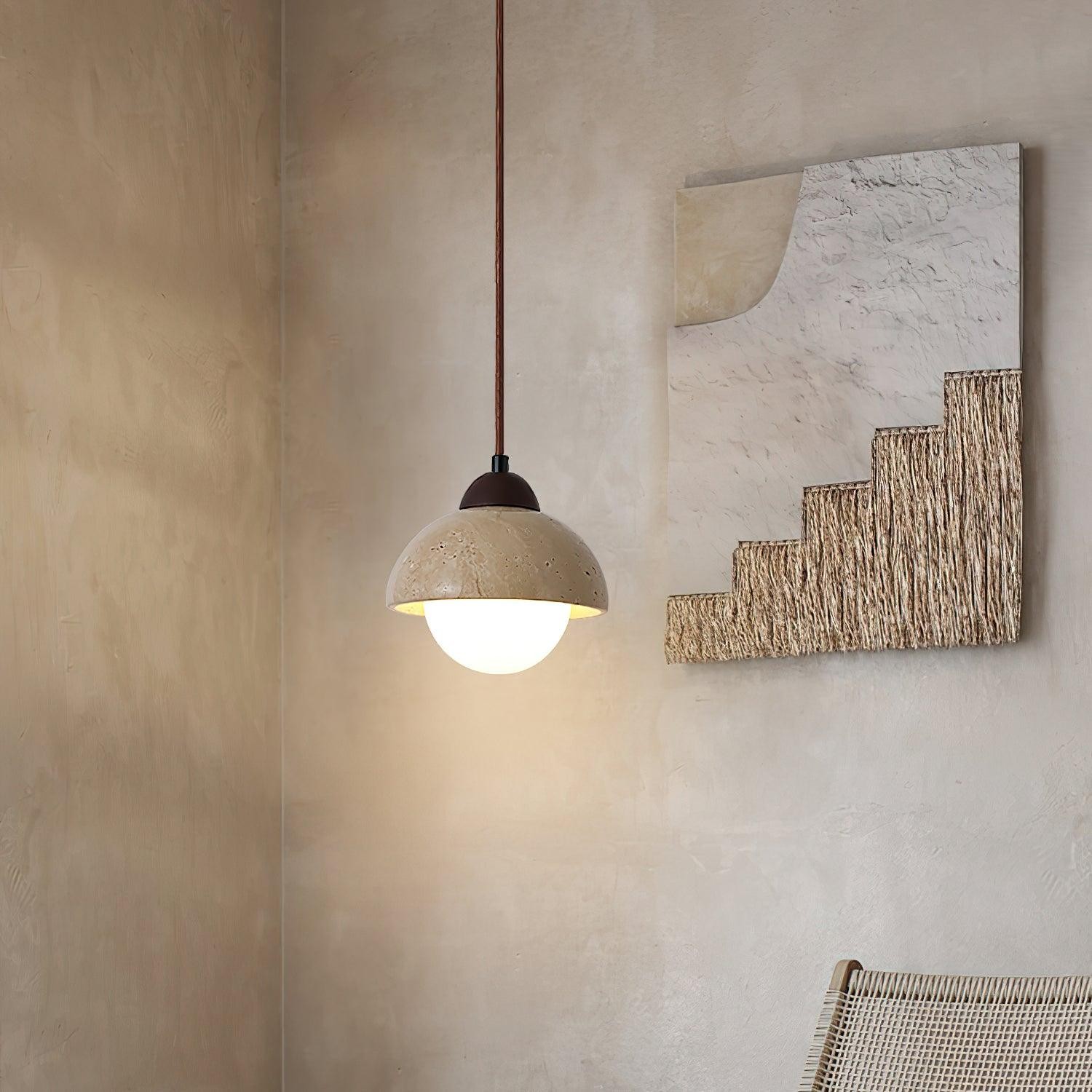 Gele travertijn hanglamp in Wabi-Sabi-stijl HL735