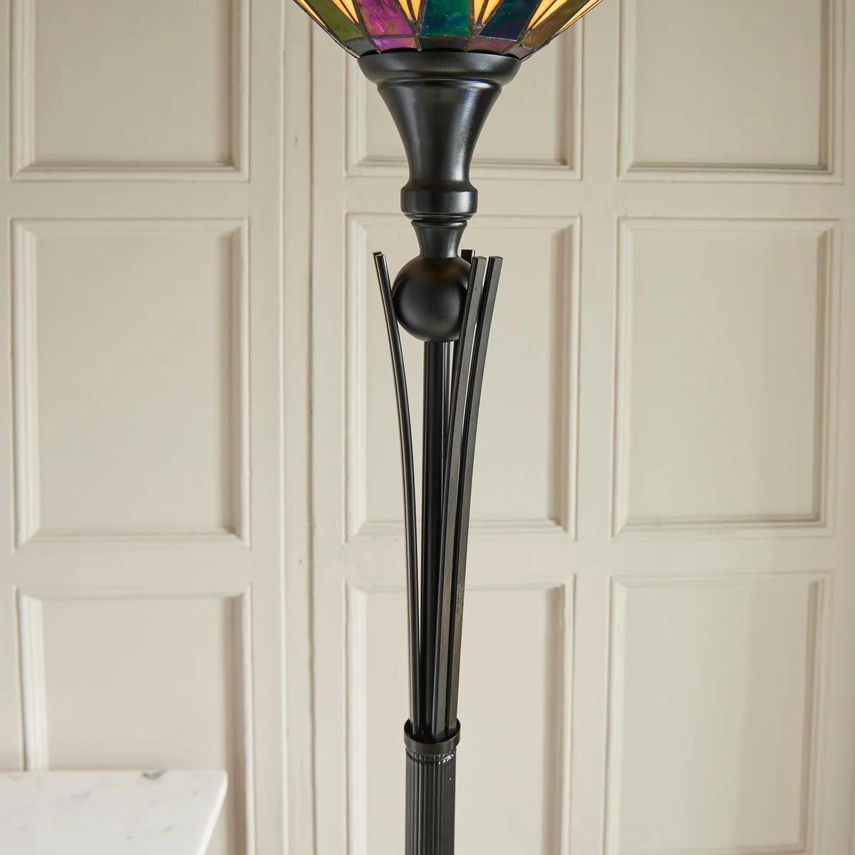 TF Dark Star Staande Lamp met Sterpatroon van Gebrandschilderd Glas - Uplighter in Tiffany-stijl voor Woonkamers HL2225