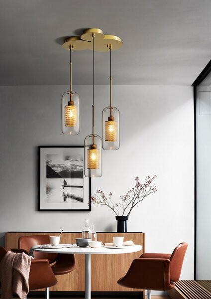 Vintage Glazen Hanglamp Industriele Woonkamer HL41