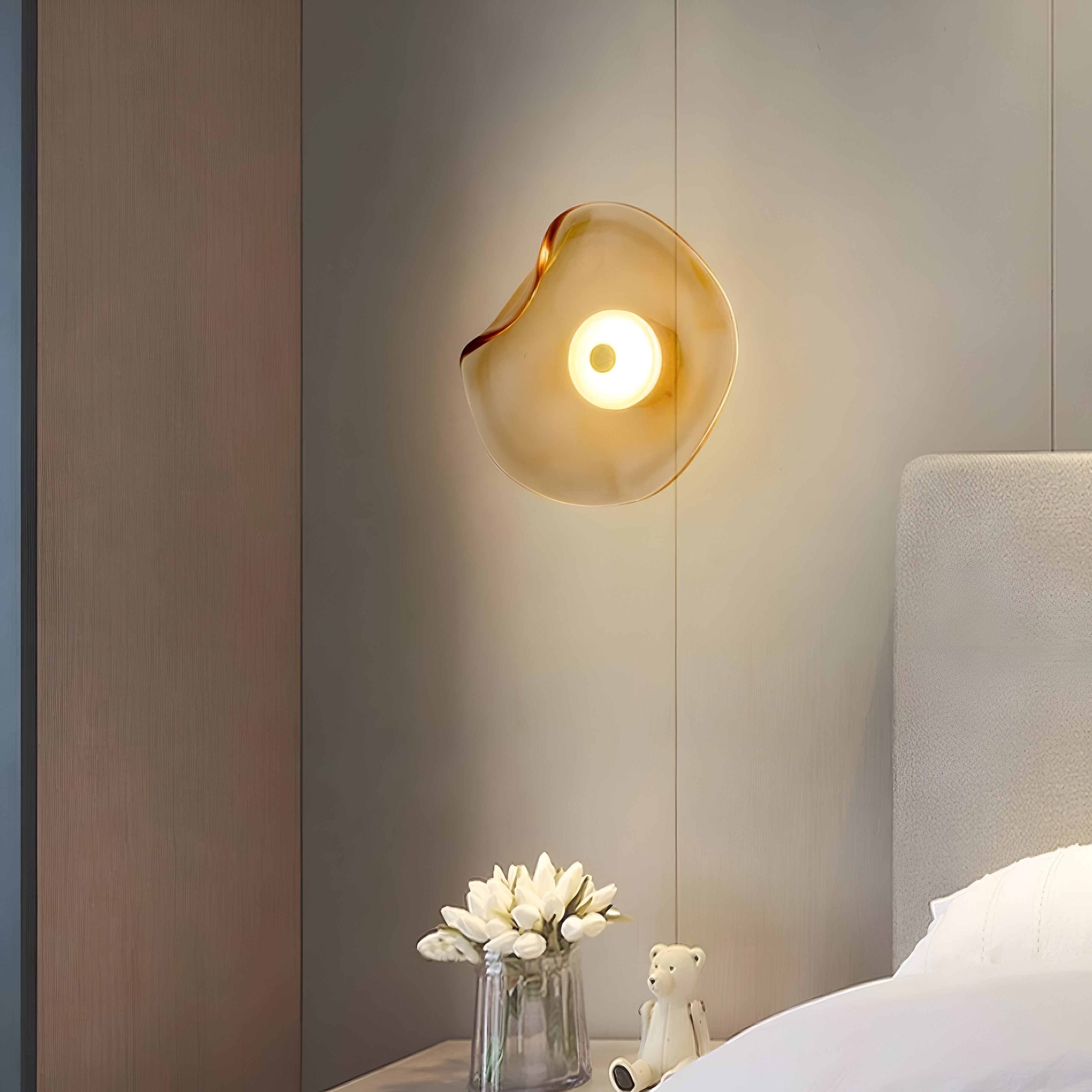 Nordic gebogen glazen Japanse stijl glazen stenen LED wandlamp HL1294