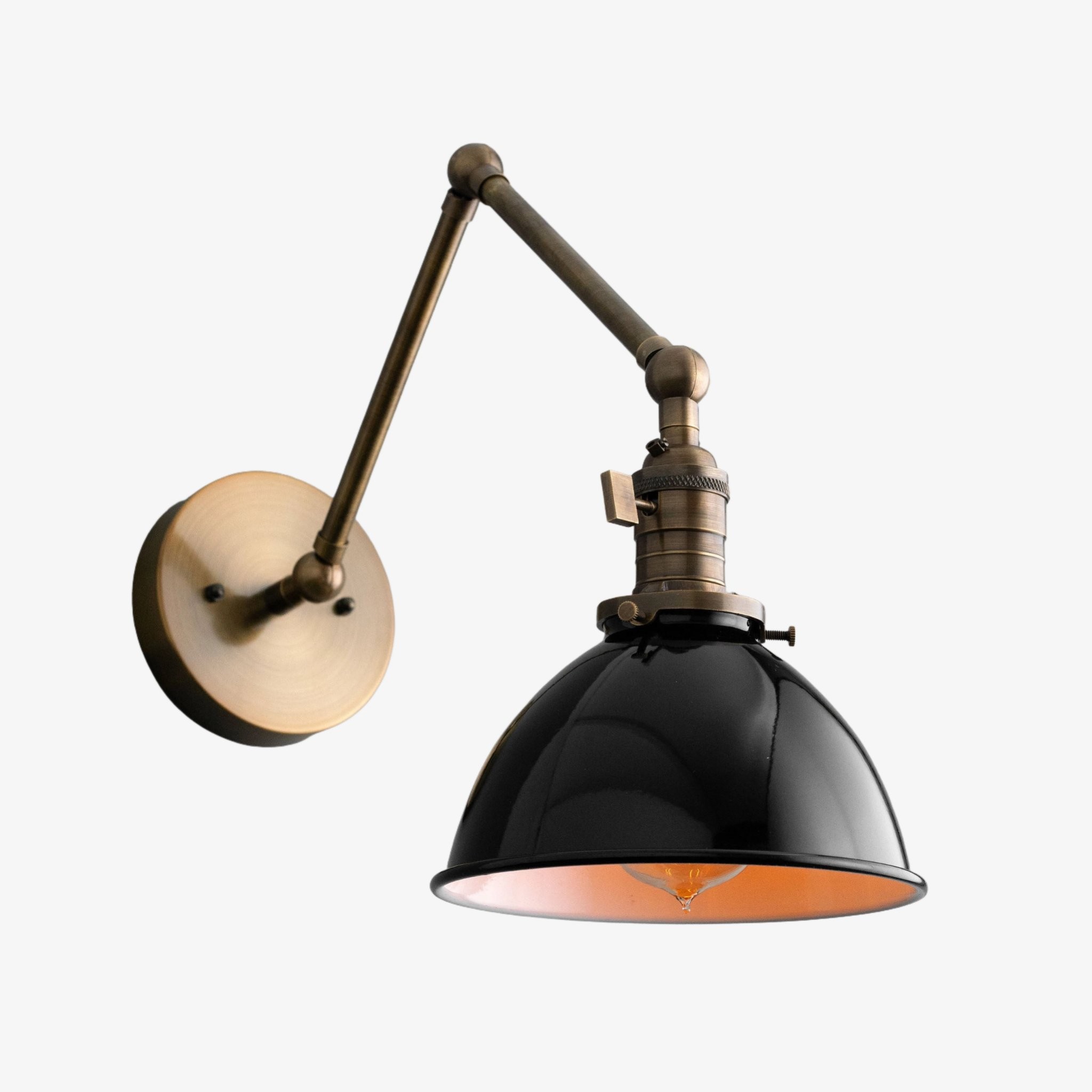 Conique metalen vintage industriële wandlamp met zwenkarm - verstelbare koepelvormige kap voor studie HL1675