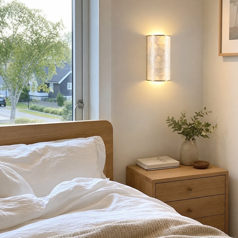 Nacrelith Capiz schelp wandlamp met gelaagde textuur - Moderne wandlamp voor de woonkamer HL3548