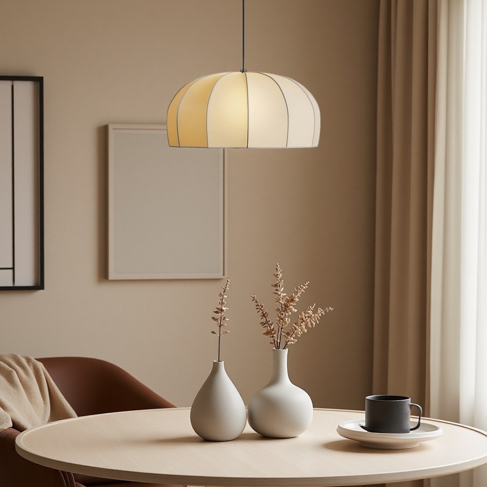 Hanglamp van zijdekoepel - elegante stoffen lamp voor eetkamer HL1323