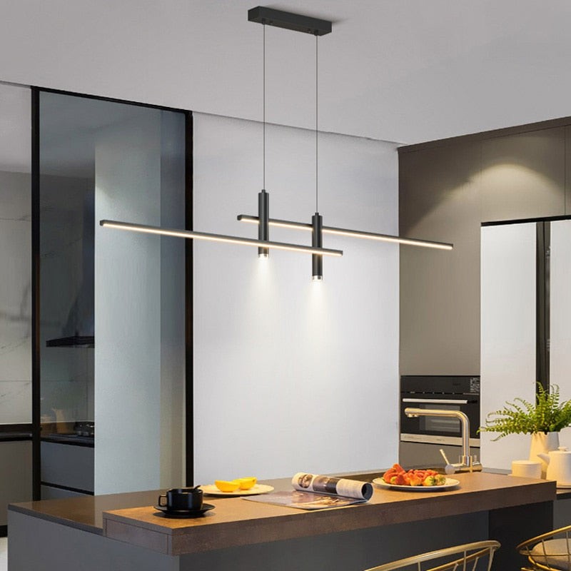 Moderne minimalistische strakke metalen staaf kroonluchter HL694