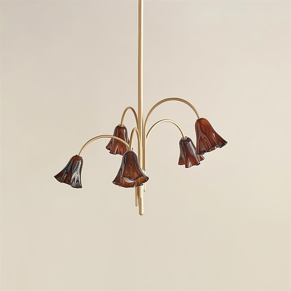 Bellina moderne romantische kroonluchter - botanisch lelie-ontwerp met glazen bloemen HL1642
