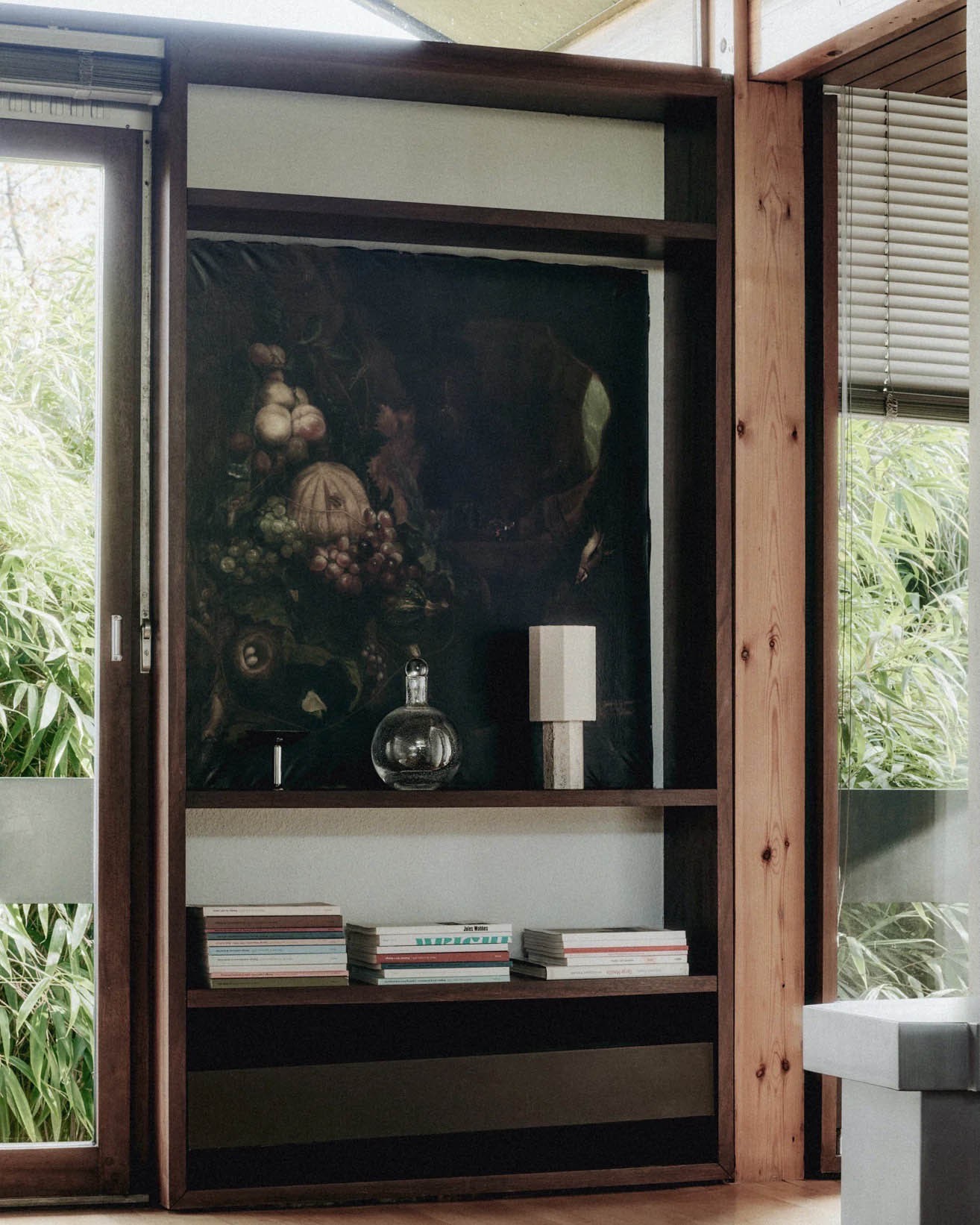 Achthoekige travertijnstenen tafellamp HL936