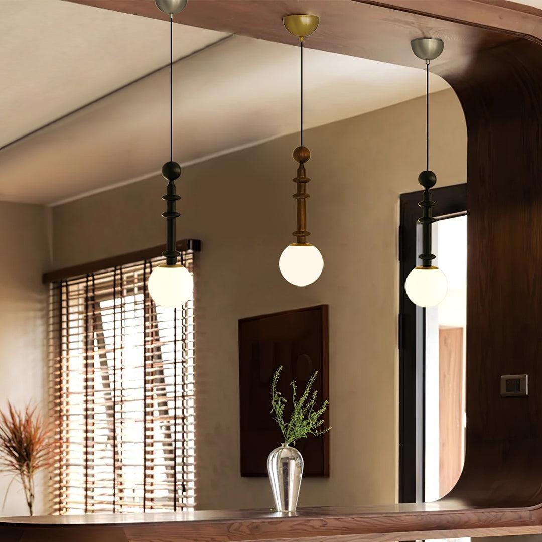 Eetkamer Houten Romeinse Kolom Hanglamp HL60