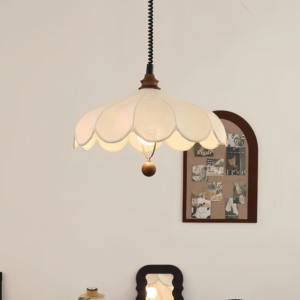 Hanglamp met stoffen bloemen - Frans bloemblaadjesontwerp voor gangpad HL1320