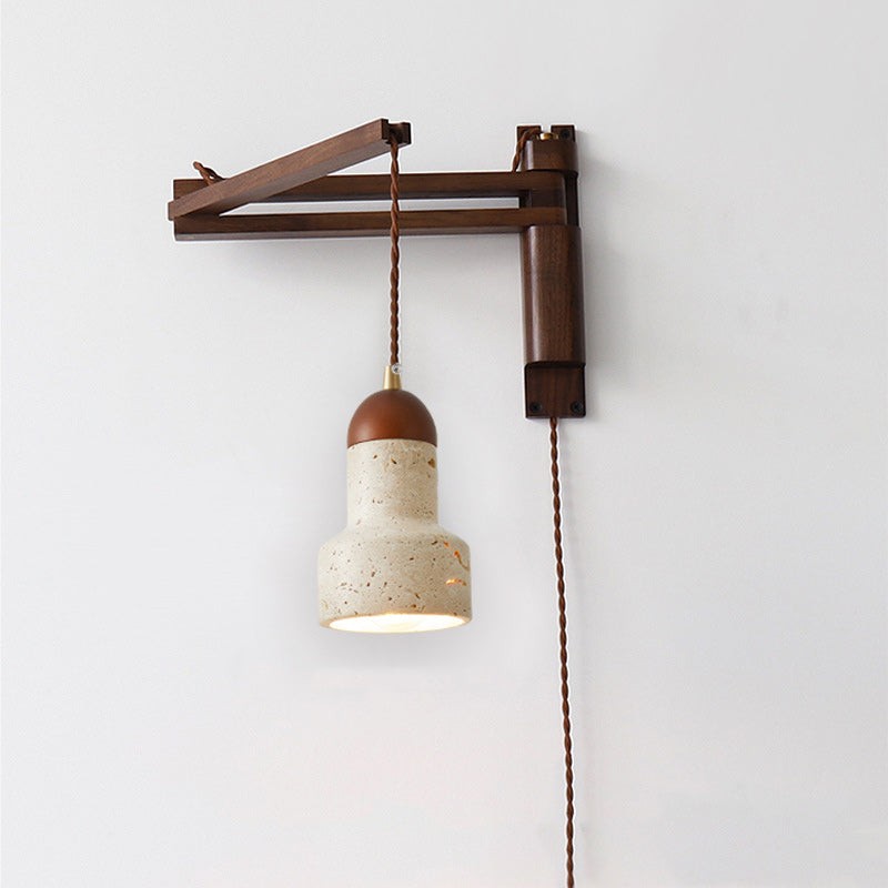 Traditionele Japanse houten travertijn bolvormige intrekbare opvouwbare wandlamp HL1111