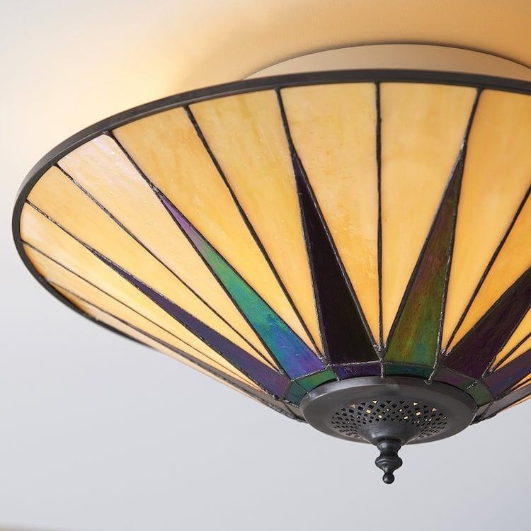 TiffStar Elegant Art Glass Flush Ceiling Light - Vintage-geïnspireerde plafondlamp voor thuisinterieurs HL2015