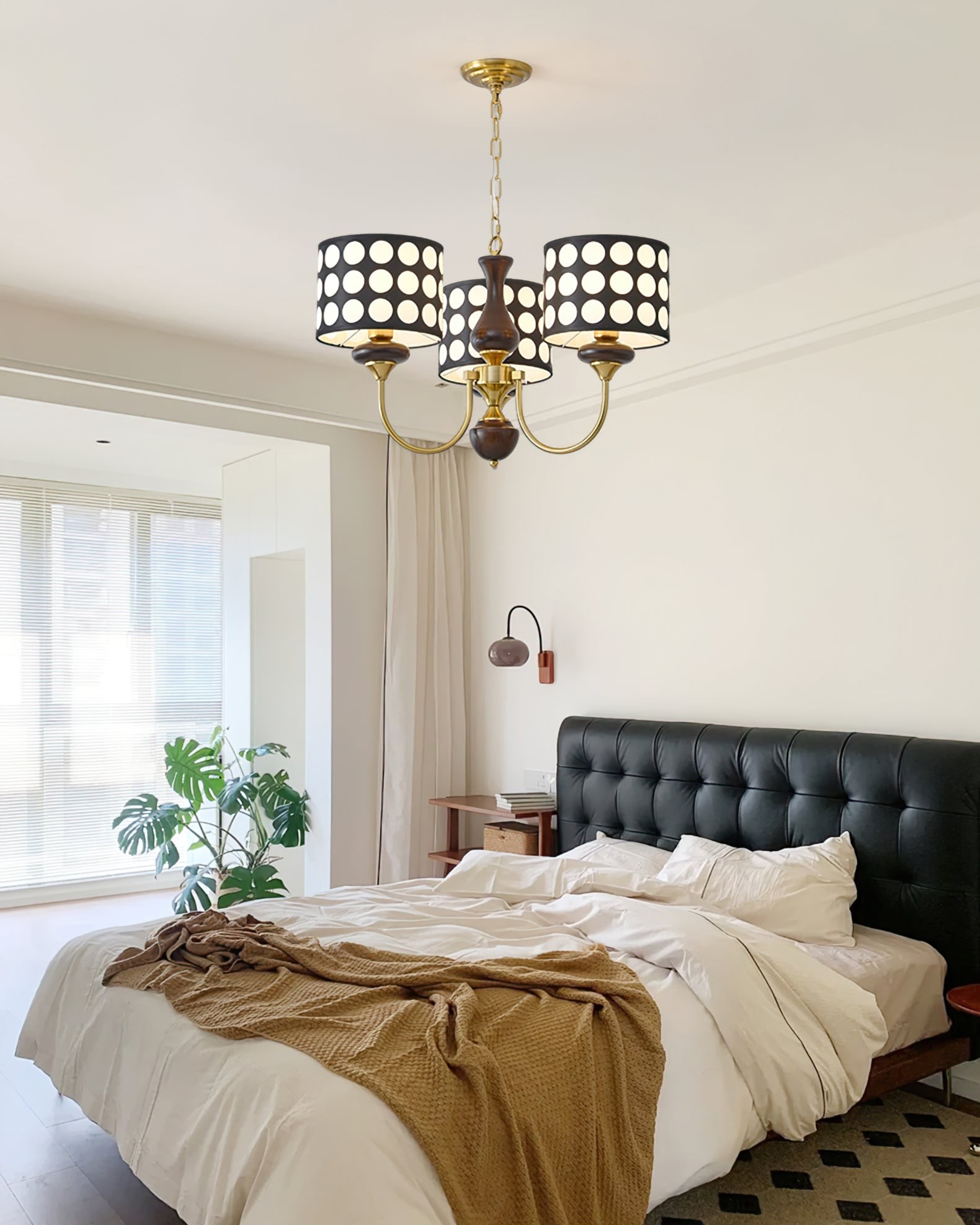 Moderne luxe zwarte kroonluchter met meerdere koppen en stippen HL1121