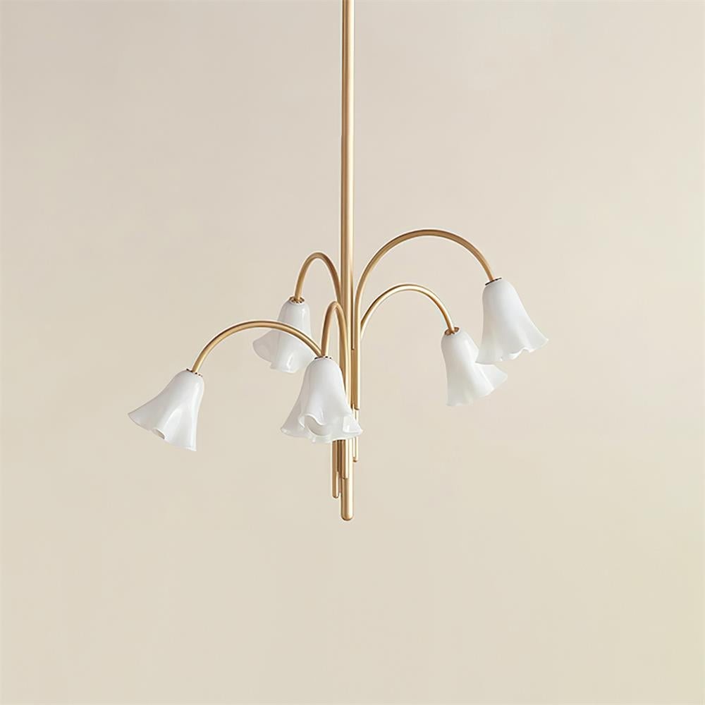 Bellina moderne romantische kroonluchter - botanisch lelie-ontwerp met glazen bloemen HL1642