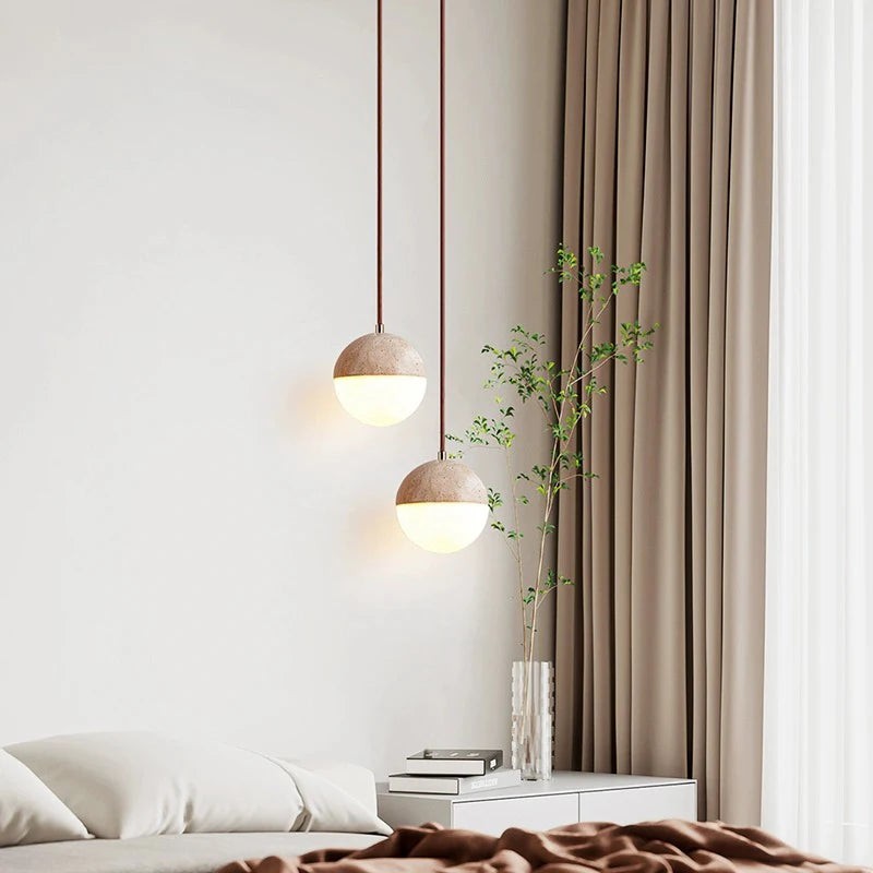 Hanglamp met travertinen bol HL3469
