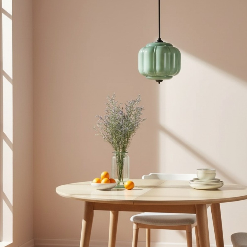 Vintage Eloise Melkglazen Hanglamp - Geribbelde Glazen Plafondkroonluchter HL1091