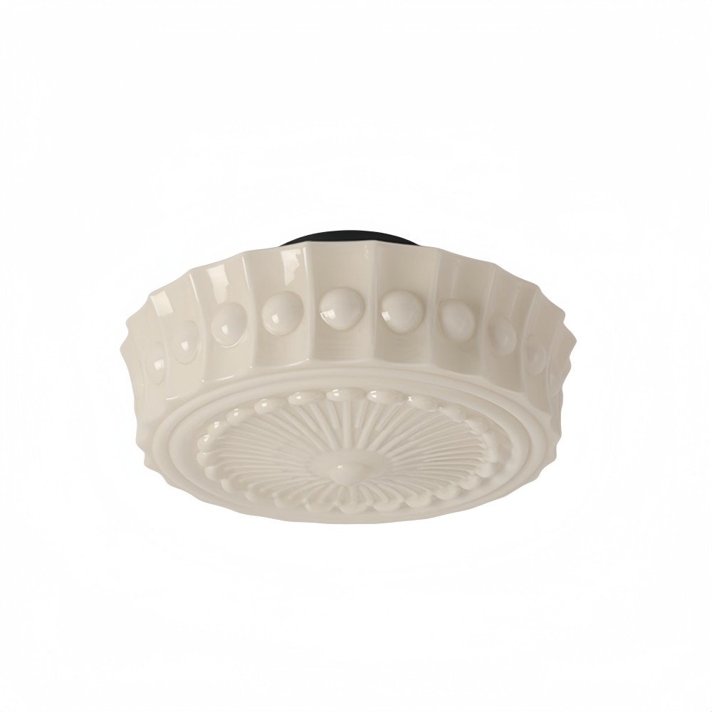 Traditionele vintage ronde glazen ijzeren LED semi-inbouw plafondlamp voor slaapkamer HL1058