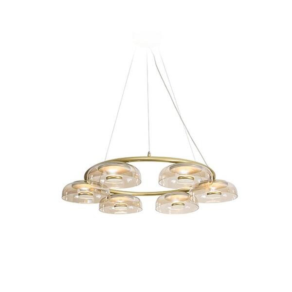 Gouden Blossi 6 Glazen LED Kroonluchter