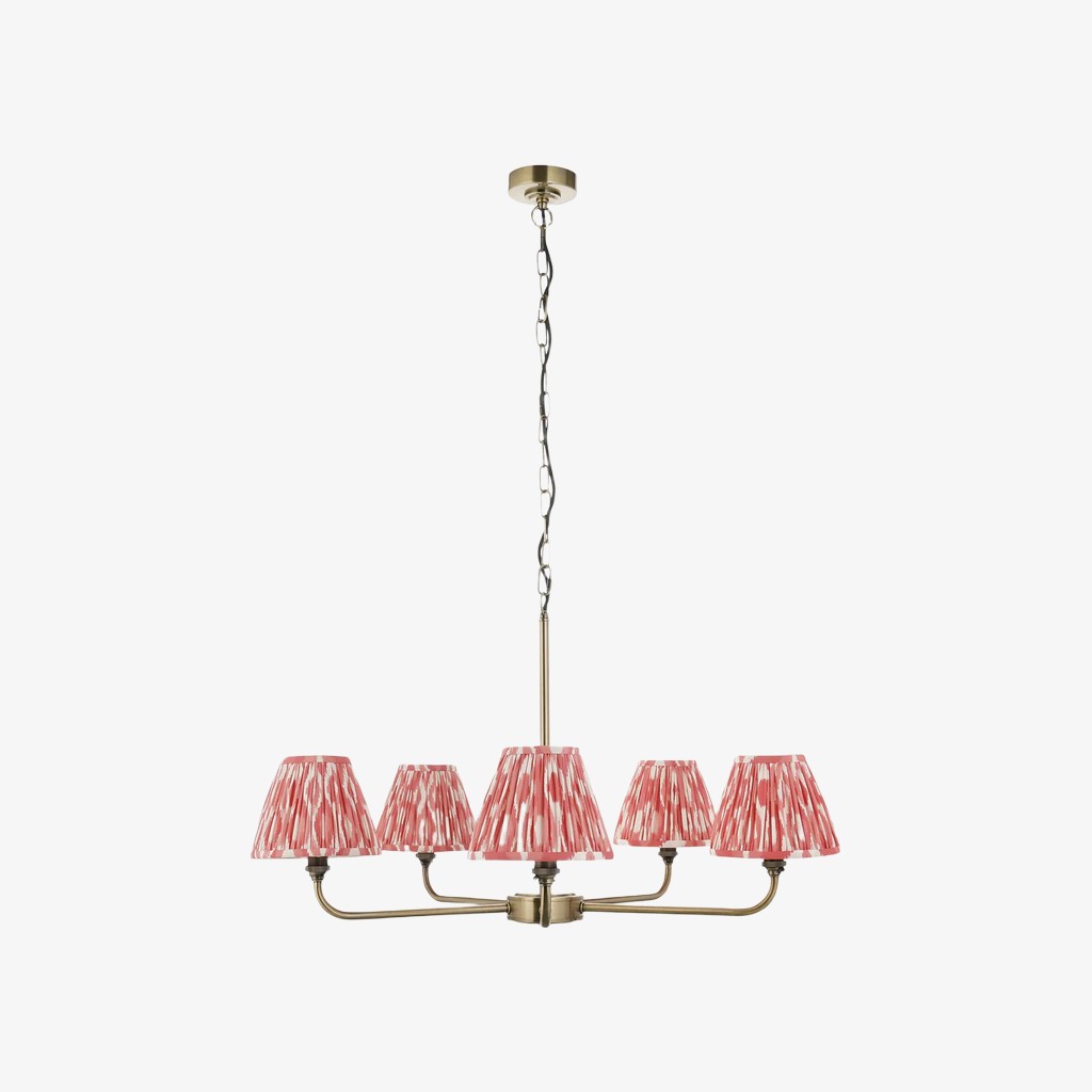 Zevatik Classic kroonluchter van stof met ikat-patroon - Kroonluchter met metalen beugel HL2116