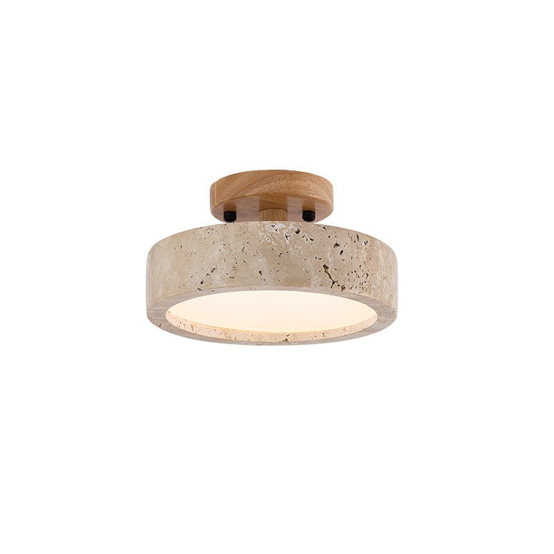 Ronde gele travertijn plafondlamp HL1284