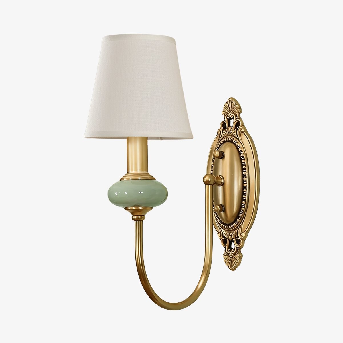 Rowanea keramische wandlamp met stoffen kap en metalen afwerking - Moderne halverlichting in landelijke stijl HL2409