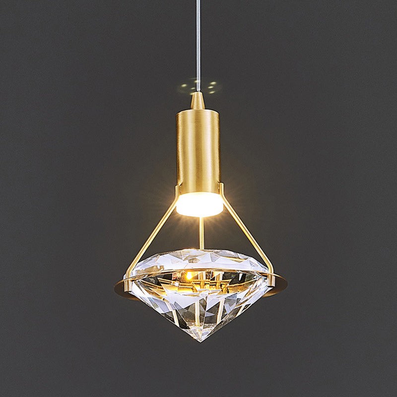Ruitvormige koperen kristallen hanglamp HL1247