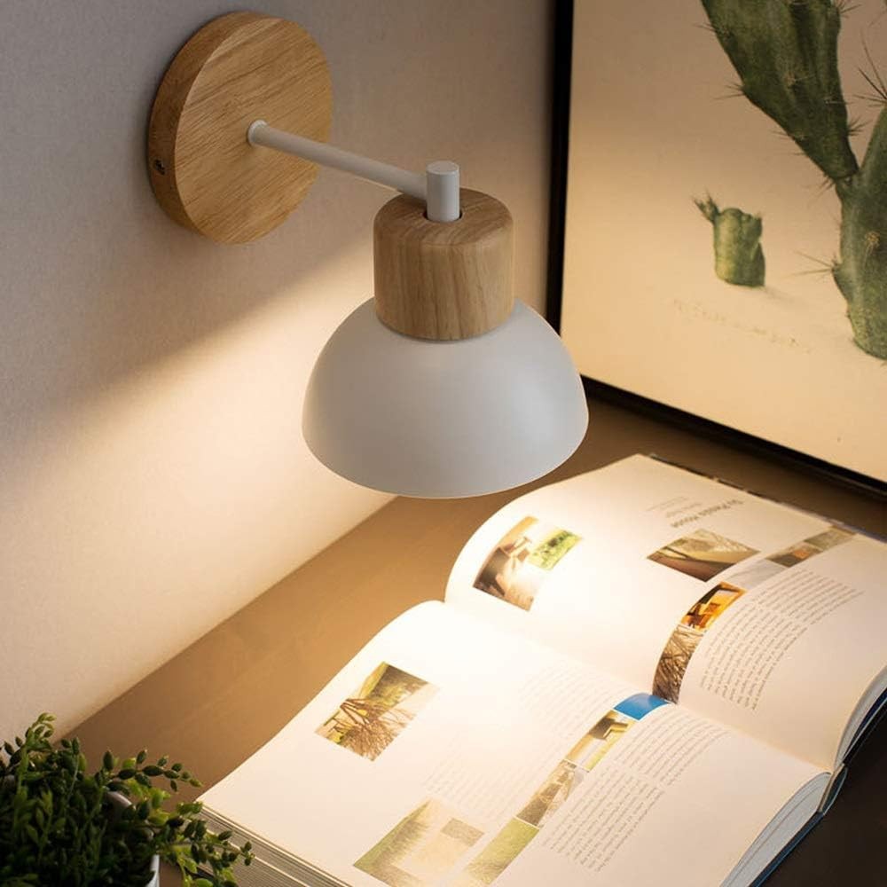 Nordic Wood Iron Shade Japandi Wandlamp HL1293
