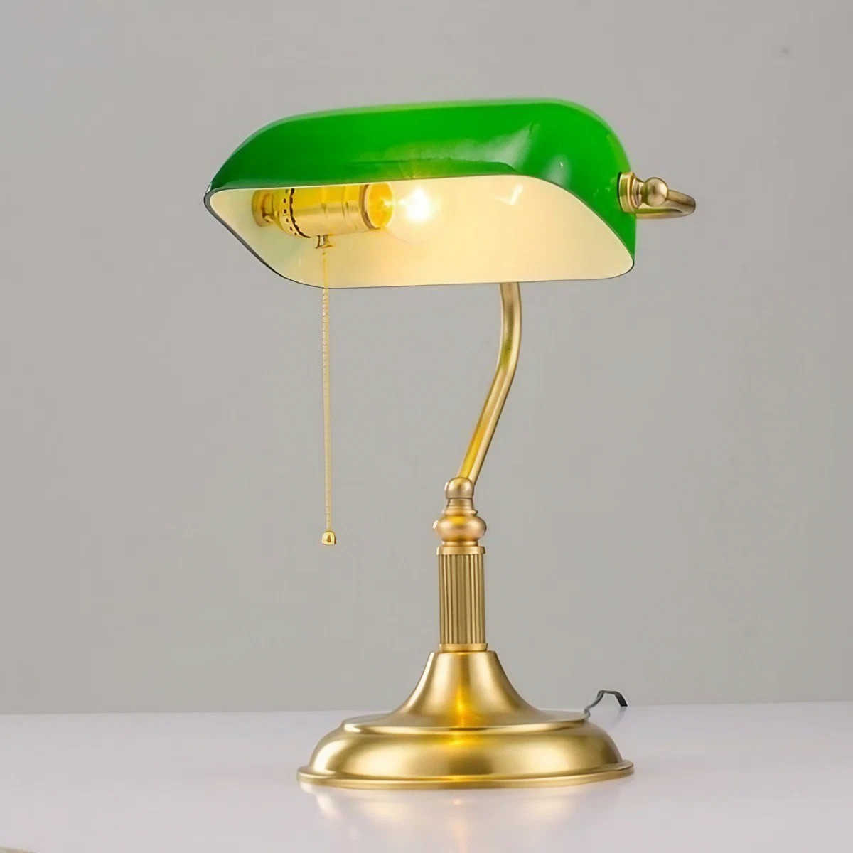 Vintage Groene Bankers Tafellamp