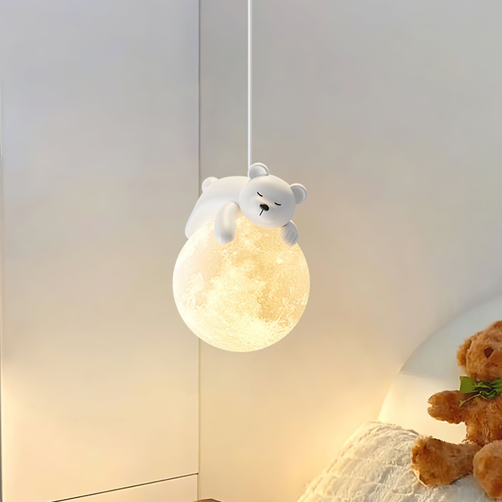 Crèmekleurige hanglamp met dierenmotief HL1189