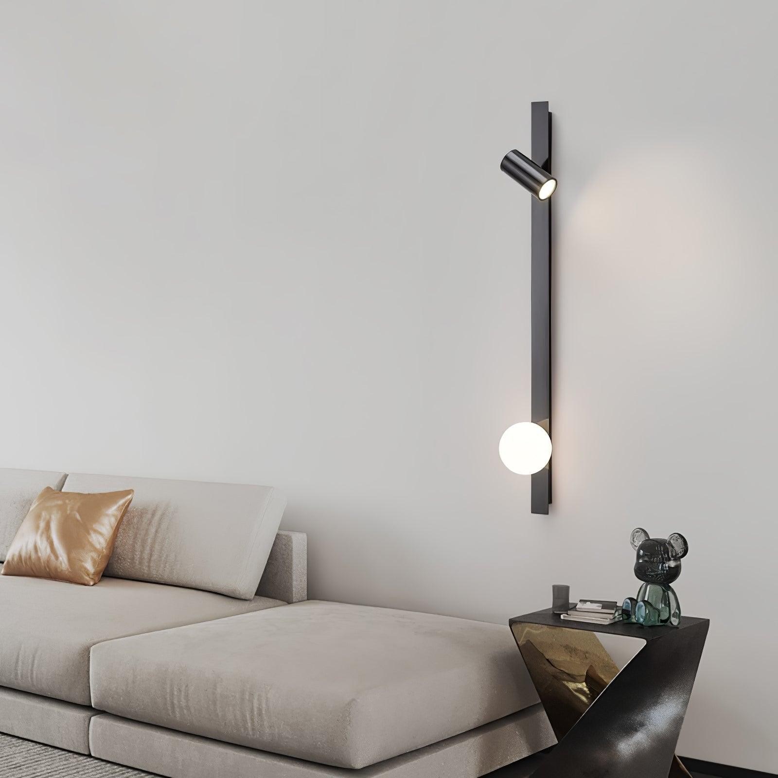 Moderne zwarte lineaire wandlamp met lange arm HL1123