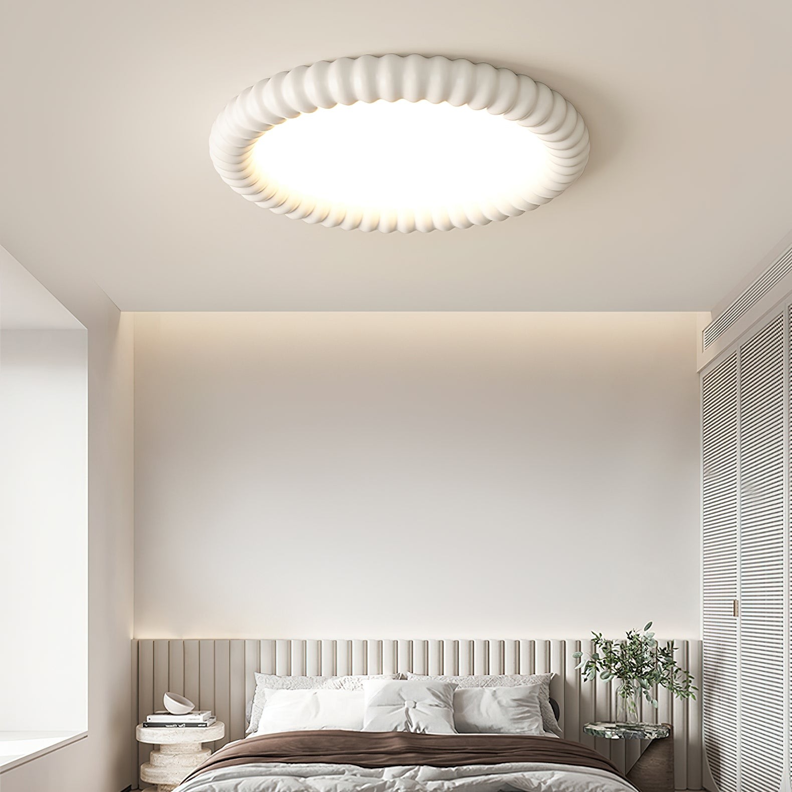 Crèmekleurige stijl rimpelring plafondlamp HL774
