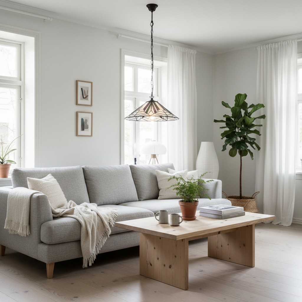 TF Astoria Tiffany plafondpendel - Geometrisch glazen ontwerp met reliëf voor de woonkamer HL2236